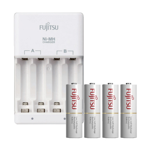 FUJITSU雙迴路快速充電器組(含四顆3號低自放電池)