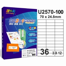 彩之舞進口3合1專業標籤 3x12直角 36格無邊 